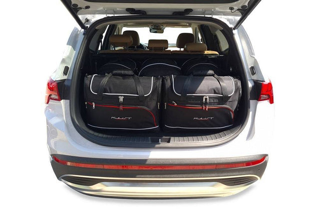 Kjust Reistassenset voor Hyundai Santa Fe 2018-2024 - Set van 5 Tassen met 3 Roltassen en 2 Vliegtuigtassen