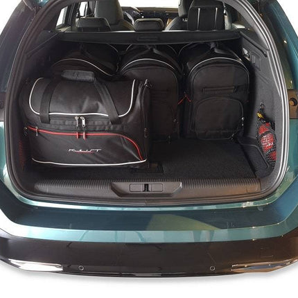 Kjust Reistassenset voor Peugeot 308 SW stationwagen vanaf 2021 - Set van 5 Tassen met 3 Roltassen en 2 Vliegtuigtassen