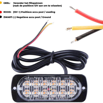 Professionele Oranje Gele LED Grillflitsers en Bumperflitsers (IP65) Krachtige Stroboscoop Zwaailichten Set voor Werkverkeer en Hulpdiensten - VCTparts.nl