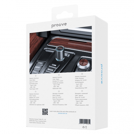 Proove Proove 53W Snelle Auto Oplader USB en USB - C – Dubbele Autolader met Power Delivery 3.0 en LED Indicator in Metallic Grijs Proove 5