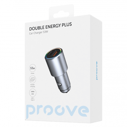 Proove Proove 53W Snelle Auto Oplader USB en USB - C – Dubbele Autolader met Power Delivery 3.0 en LED Indicator in Metallic Grijs Proove 6