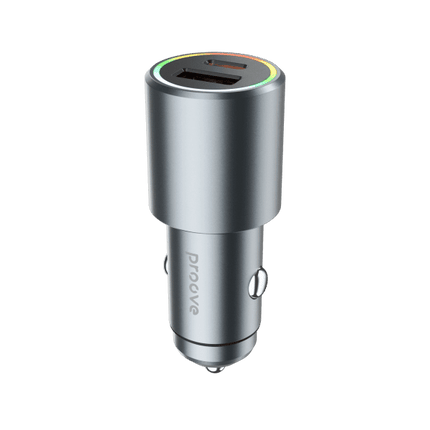 Proove Proove 53W Snelle Auto Oplader USB en USB - C – Dubbele Autolader met Power Delivery 3.0 en LED Indicator in Metallic Grijs Proove 3