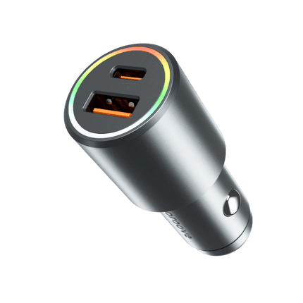 Proove Proove 53W Snelle Auto Oplader USB en USB - C – Dubbele Autolader met Power Delivery 3.0 en LED Indicator in Metallic Grijs Proove 1