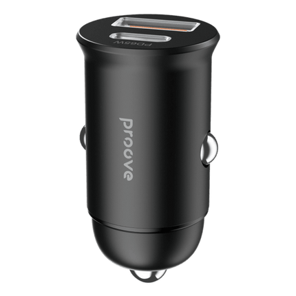 Proove Proove 65W Snelle Auto Oplader USB - A en USB - C – Krachtige Compacte Autolader met PD 3.0 en LED Indicator in Zwart Aluminium Proove 2