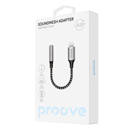 Proove Proove Adapter AUX SoundMesh Lightning naar 3.5mm Grijs voor Smartphones en Audioapparaten Proove 2
