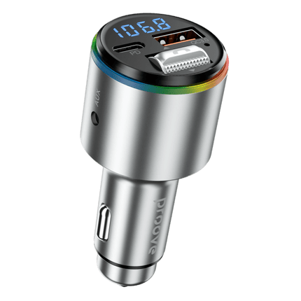 Proove FM Transmitter Power Drive 30W (PD+QC3.0) Type-C+USB Zilver - VCTparts.nl