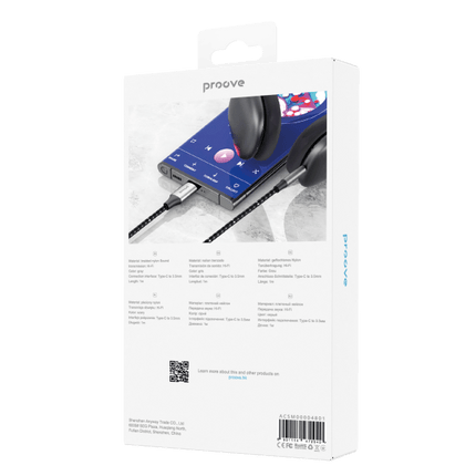 Proove Kabel SoundMesh Type-C naar 3.5mm AUX (1m) Grijs - VCTparts.nl
