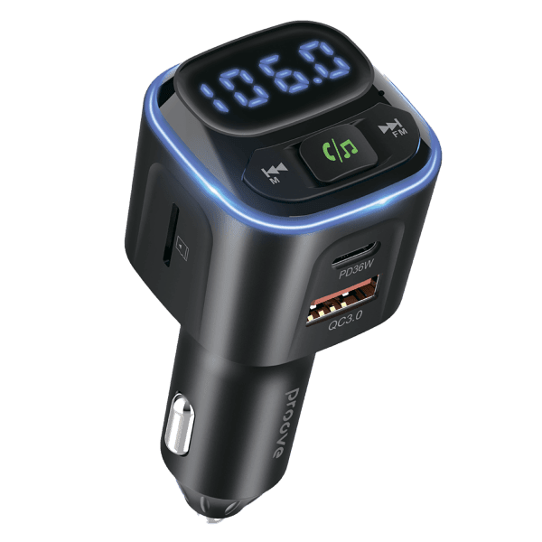 Proove Proove FM Transmitter Luxor 36W Snelladen (PD+QC3.0) Bluetooth 5.3 TypeC USB Oplader Handsfree Bellen en Muziek Streaming voor Auto – Zwart Proove 3