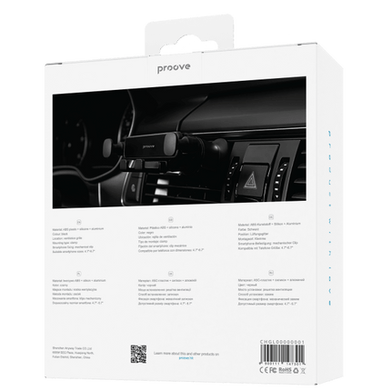 Proove Proove Gravity Lite Auto Telefoonhouder Klem - Universeel voor Smartphones van 4,7 tot 6,9 Inch - Zwart - Stevige Bevestiging aan Ventilatierooster - Duurzaam ABS Plastic, Siliconen en Aluminium Proove 2
