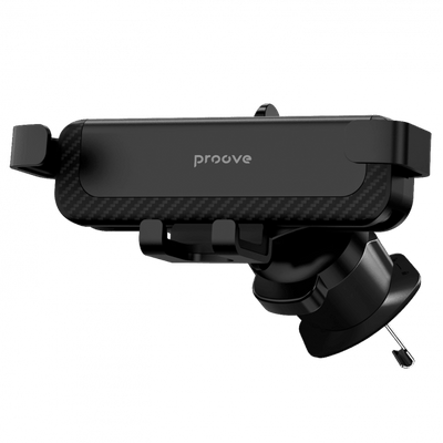 Proove Gravity Pro Auto Telefoonhouder Klem - Universeel voor Smartphones van 4,7 tot 6,9 Inch - Stevige Bevestiging aan Ventilatierooster - Duurzaam ABS Plastic, Siliconen Coating en Aluminium - Zwart