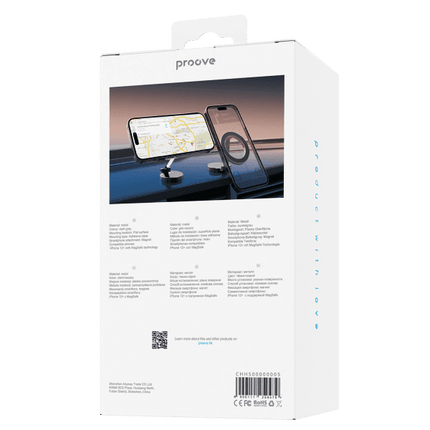 Proove Proove Hoop Stickon MagSafe Telefoonhouder Auto - Magnetisch Dashboard Bevestiging - Metaal - Donkergrijs - Geschikt voor iPhone 12 en Nieuwer Proove 2