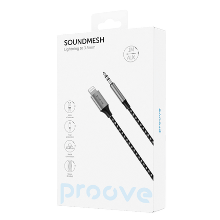 Proove Kabel SoundMesh Lightning naar 3.5mm AUX (1m) Grijs voor Smartphones en Audioapparaten - VCTparts.nl