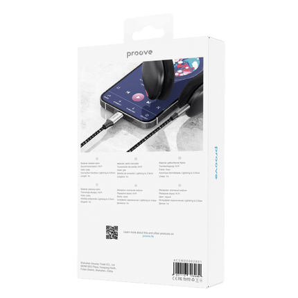 Proove Kabel SoundMesh Lightning naar 3.5mm AUX (1m) Grijs voor Smartphones en Audioapparaten - VCTparts.nl