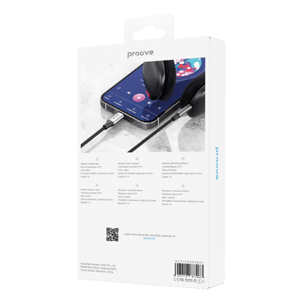 Proove Kabel SoundTrack Lightning naar 3.5mm AUX (1m) Zwart voor Smartphones en Audioapparaten - VCTparts.nl