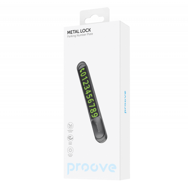 Proove Metal Lock Parkeer Nummerplaat voor Auto – Aluminium Legering – Met Magnetische Schuifafdekking en Lichtgevende Cijfers – 5 Cijfersets – Donkergrijs - VCTparts.nl