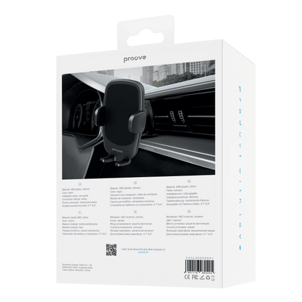 Proove Soft Lock Universele Verstelbare Autohouder voor Smartphone (4.7 - 6.9 inch) - Ventilatierooster Bevestiging - Stijlvol Zwart Design voor Veiligheid en Gebruiksgemak - VCTparts.nl