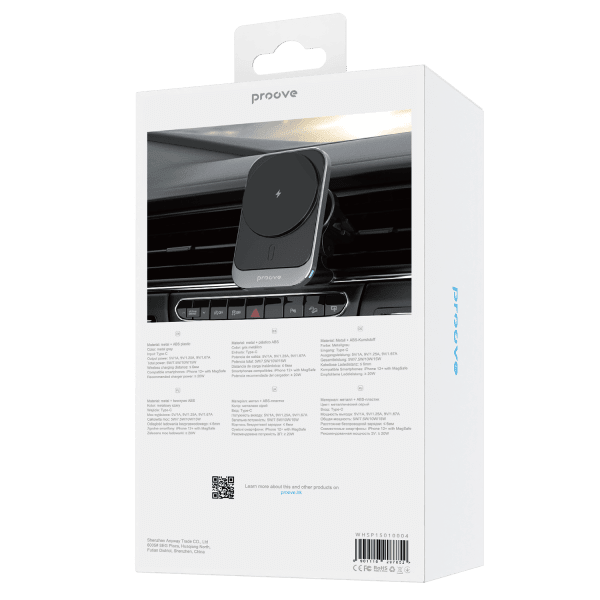 Proove Square Magnetic PRO 15W MagSafe Draadloze Autohouder – Snelle en Betrouwbare Oplossing voor Onderweg - VCTparts.nl