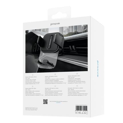 Proove Telefoonhouder Crystal Clamp Klem Ventilatierooster Bevestiging Zwart Geschikt voor Smartphones 4.7 - 6.9 Inch - VCTparts.nl