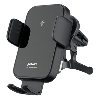 Proove Triple Clamp 15W Draadloze Telefoonhouder Auto Ventilatierooster en Dashboard Zuignap – Geavanceerde Technologie voor Snelle en Veilige Oplading