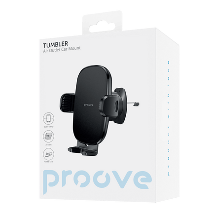 Proove Tumbler Auto Telefoonhouder voor Ventilatierooster – Verstelbare Klem – Geschikt voor Smartphones 4.7 t/m 6.9 inch – ABS &amp; Siliconen – Zwart - VCTparts.nl