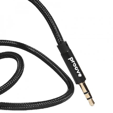 Proove Weft AUX Kabel 3.5mm – 1 Meter – Nylon Gevlochten – Verwardingsvrij – Zinklegering Connectoren – Zwart – Geschikt voor Auto en Dagelijks Gebruik - VCTparts.nl