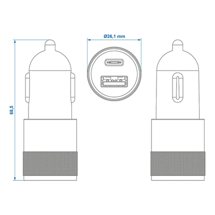 ProPlus Dubbele USB Snellader Type A + C 12/24V 3100mA - Universele Autolader - VCTparts.nl
