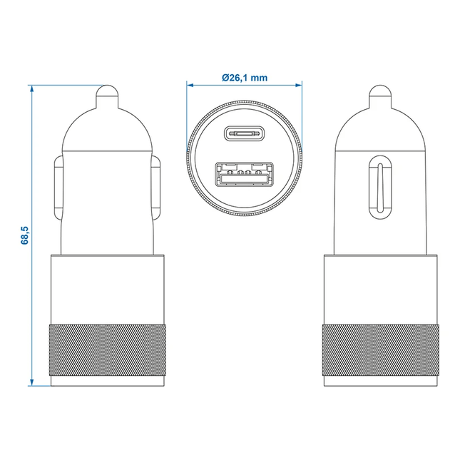 ProPlus Dubbele USB Snellader Type A + C 12/24V 3100mA - Universele Autolader - VCTparts.nl