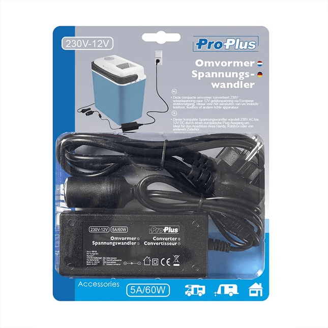 ProPlus Omvormer 230V -12V Stekker naar Sigarettenaansteker Autoplug 60W 5A Converter Transformator - VCTparts.nl