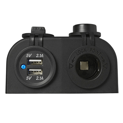 ProPlus Opbouw kit: Stekkerdoos DIN + USB poort dubbel type A 2x2100mA - 12V/24V - VCTparts.nl