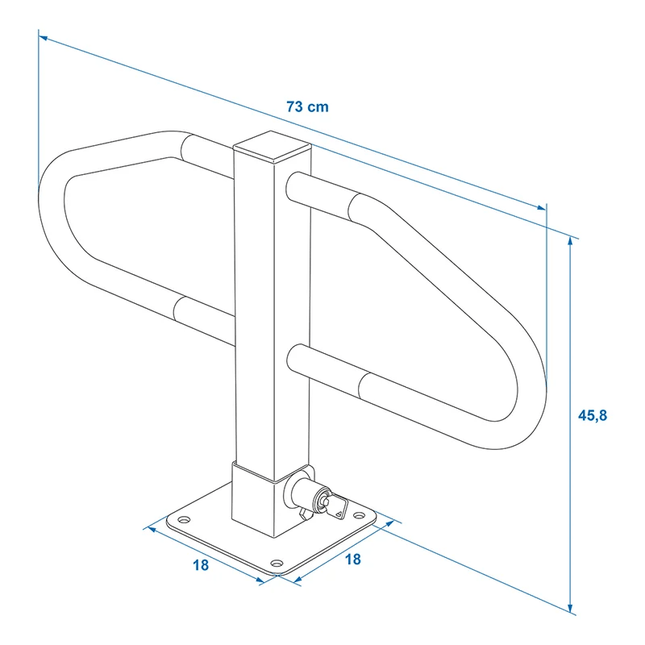 ProPlus Parkeerbeugel met Geïntegreerd Slot 73 x 458 cm [Parkeerplaatsbeveiliging - Neerklapbare antiparkeerpaal] - VCTparts.nl