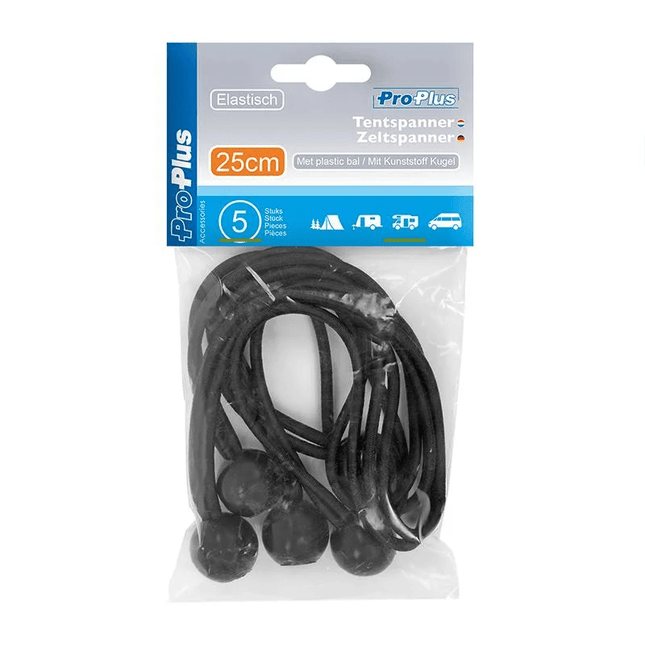 ProPlus Tentspanner Elastisch 25 cm met Plastic Bal Set van 5 Stuks Elastiek Koord Tent - VCTparts.nl