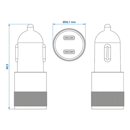 ProPlus USB Snellader Type C 2-weg 12V/24V 3100mA - Universele Autolader - VCTparts.nl