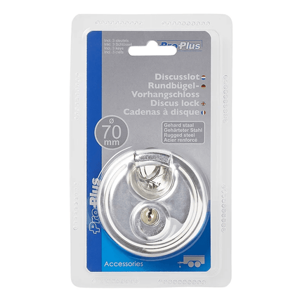 ProPlus Discusslot 70mm Hangslot Rond Gehard Staal voor Aanhanger - VCTparts.nl