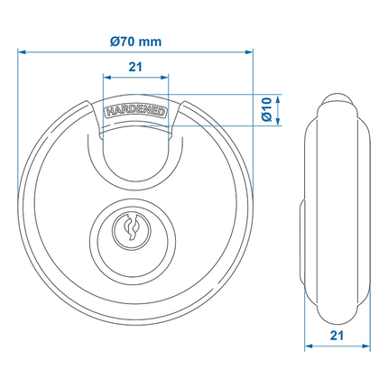 ProPlus Discusslot 70mm Hangslot Rond Gehard Staal voor Aanhanger - VCTparts.nl