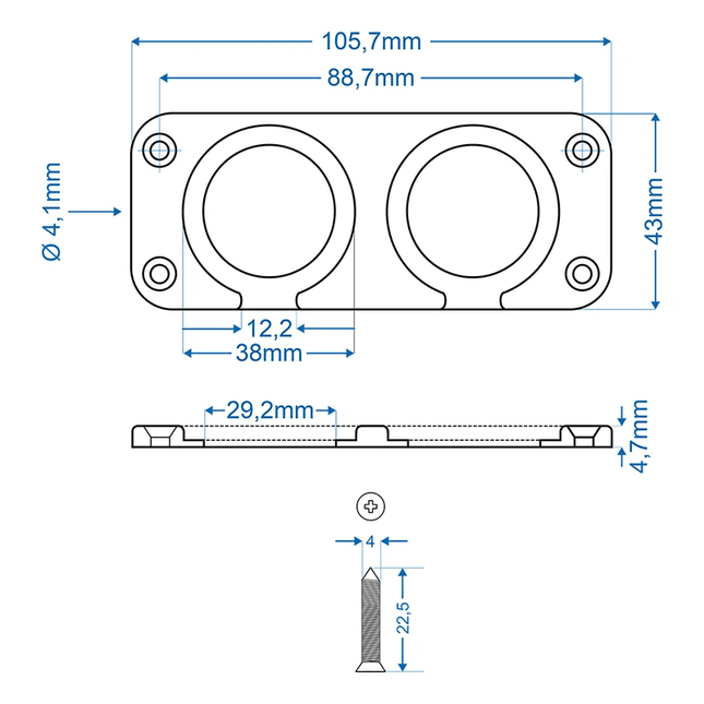 ProPlus Inbouw - / Installatieframe Tweevoudig - Dubbel Inbouwframe voor Auto Middenconsole en Dashboard - VCTparts.nl