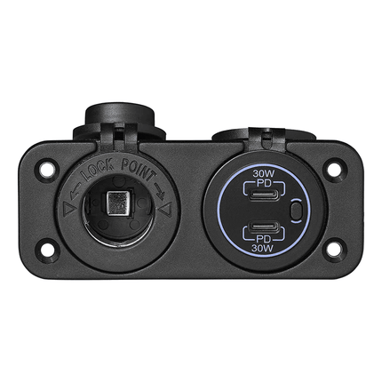 ProPlus Inbouw Kit 12V Stekkerdoos met 2x USB C Snellader 3A voor Auto - VCTparts.nl