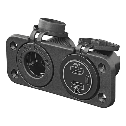 ProPlus Inbouw Kit 12V Stekkerdoos met 2x USB C Snellader 3A voor Auto - VCTparts.nl