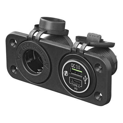 ProPlus Inbouw kit: 12V Stekkerdoos + USB Snellader Type A + C 2-weg 3A [Sigarettenaansteker Autocontraplug USB-C]