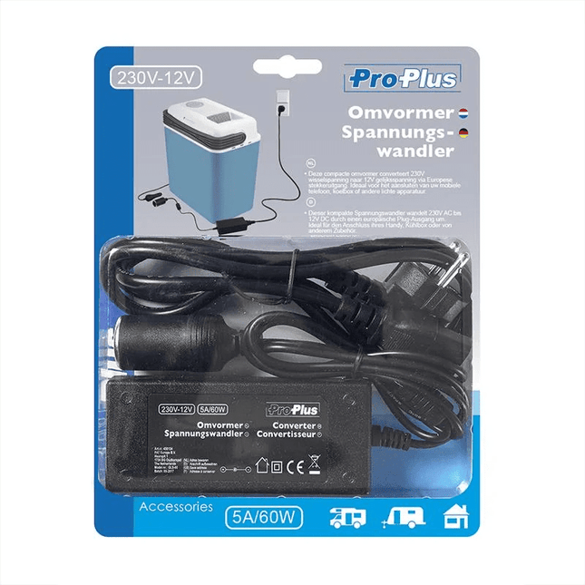 ProPlus Omvormer 230V - 12V Stekker naar Sigarettenaansteker Autoplug 60W 5A Converter Transformator - VCTparts.nl