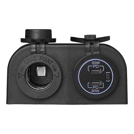 ProPlus Opbouw Kit 12V Stekkerdoos met 2x USB C Snellader 2 Weg 3A voor Auto - VCTparts.nl