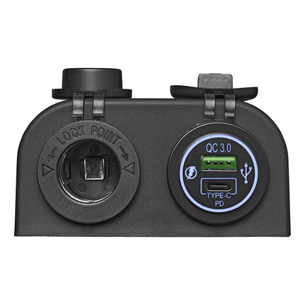 ProPlus Opbouw kit: 12V Stekkerdoos + USB Snellader Type A + C voor Snel Opladen - VCTparts.nl