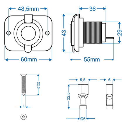 ProPlus Sigarettenaansteker - Inbouwdoos 12V/24V - Stofdichte Aanstekercontactdoos met Afsluitdop - VCTparts.nl