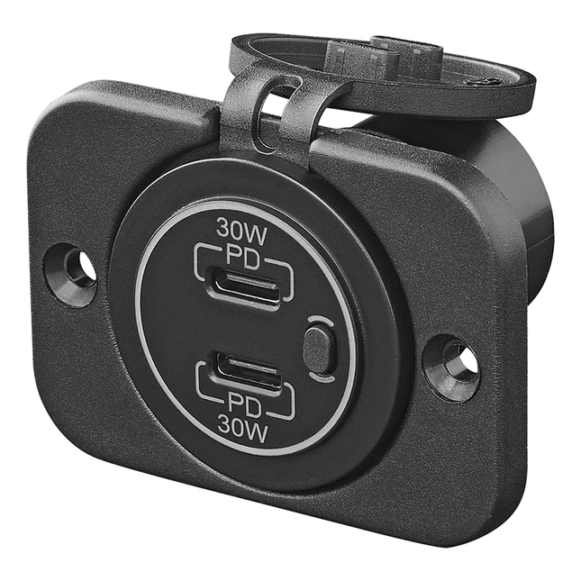 ProPlus USB Snellader Inbouw Type C 2 Weg 12V 24V met Montageplaat - VCTparts.nl
