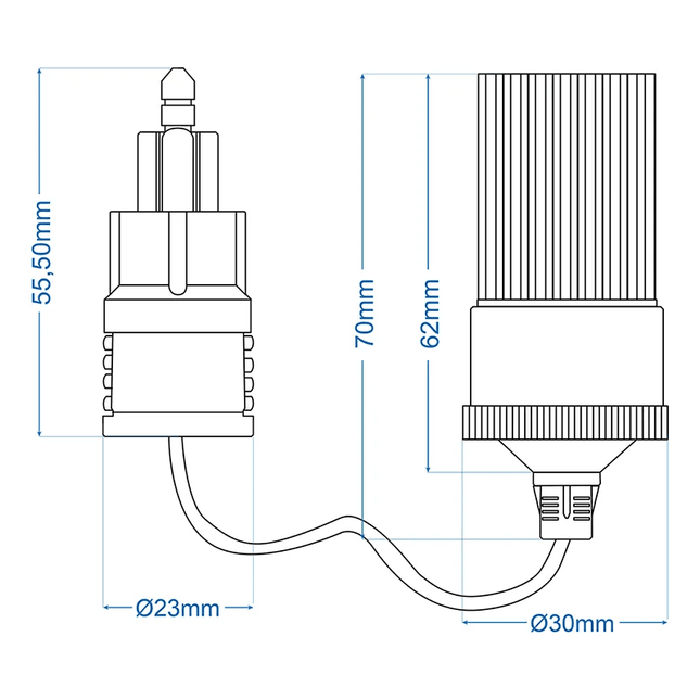 ProPlus Verloopkabel DIN Stekker naar Sigarettenaanstekerdoos – 15cm Adapterkabel 12V/24V Max. 8A - VCTparts.nl