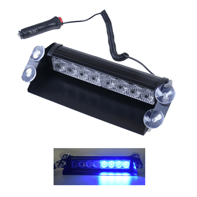 Raamflitser Blauw Led Stroboscoop Zwaailicht met Zuignappen en 12V Plug