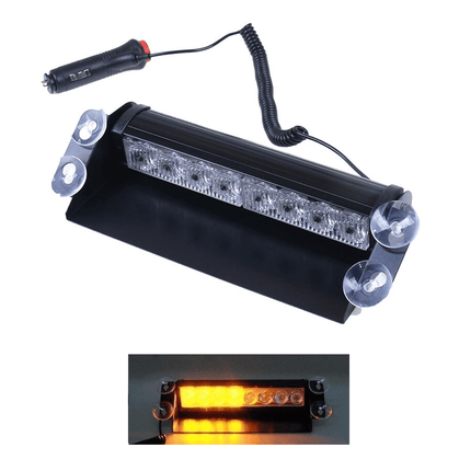 Raamflitser Oranje LED Stroboscoop Zwaailicht – 12V met Zuignappen en 8 Knipperstanden - VCTparts.nl