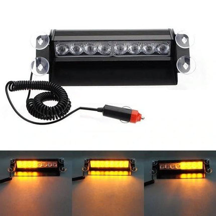 Raamflitser Oranje LED Stroboscoop Zwaailicht – 12V met Zuignappen en 8 Knipperstanden - VCTparts.nl