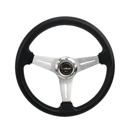 VCTparts Race Stuurwiel Aluminium met Claxon Knop 14inch / 350mm Quick Release Zilver NORGOS 1