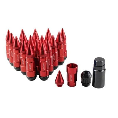 Racing Wielmoeren M12x15 Spiked Lug Nuts - Rood (Set 20) [Wielbouten - Race Moeren]