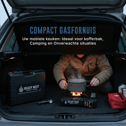 ReadyNest ReadyNest Draagbaar Nood Gasstel Campingkooktoestel Fornuis – Ideaal voor Noodpakket, Prepping en Buitenavonturen Fortrade 3